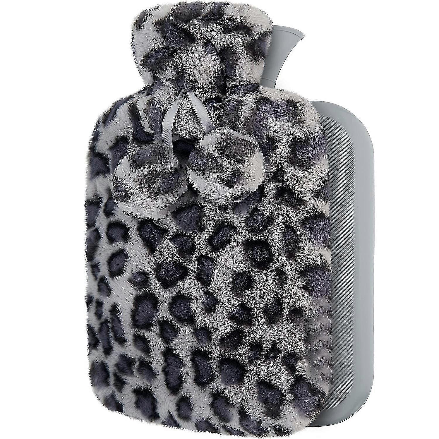 Hot Water Bottle With Soft Premium Cover 2l Leopard Brown