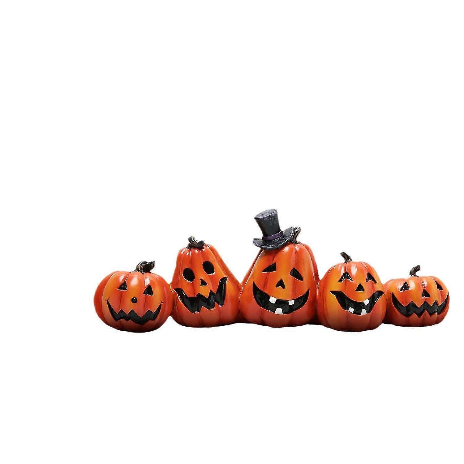 Halloween Pumpkin Decoration Set, Resin Material, Orange
