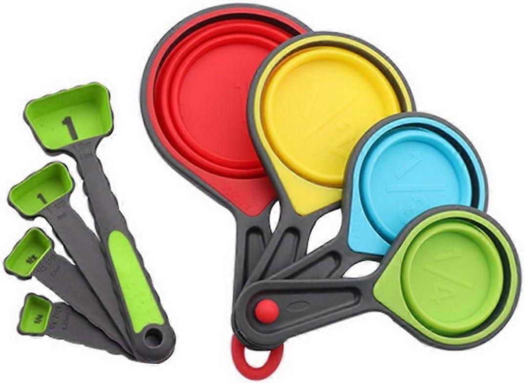 Folding Silicone Creative Measuring and Spoons Set 8 Piece Portable Markings
