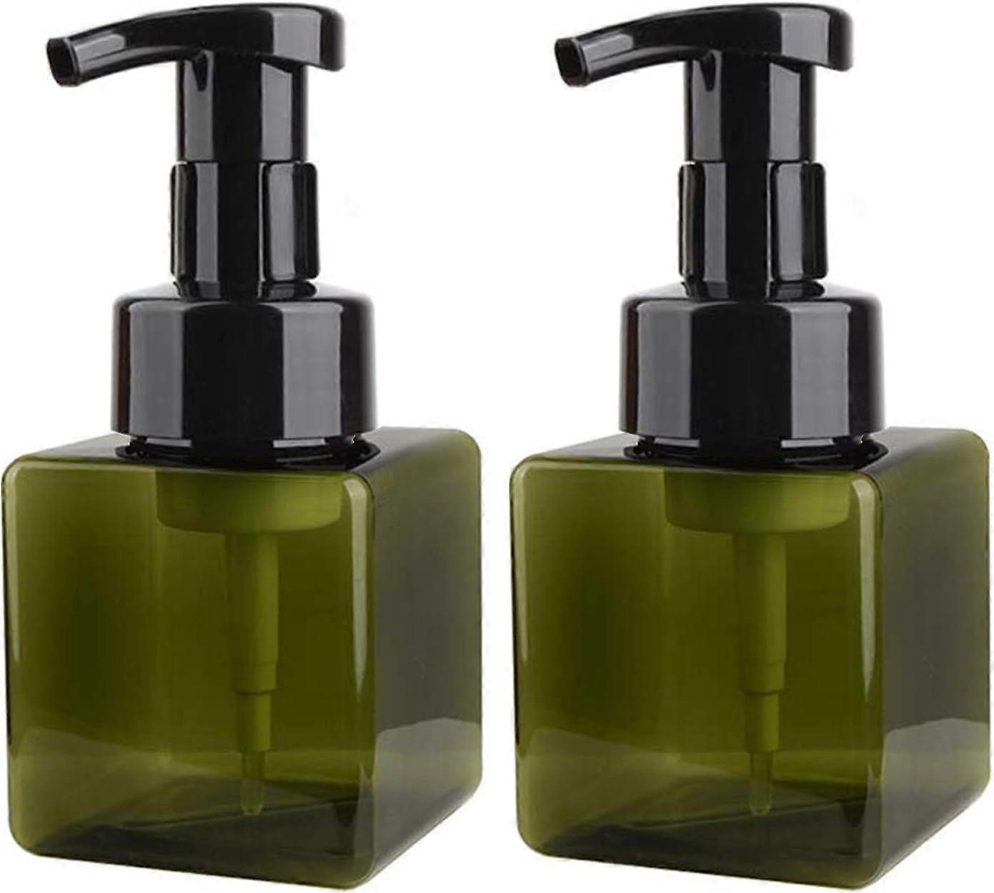 2Pcs 250ml (8.5oz) Empty Foaming Pump Bottles, Refillable Plastic Square Foam Soap Dispenser Liquid Hand Container