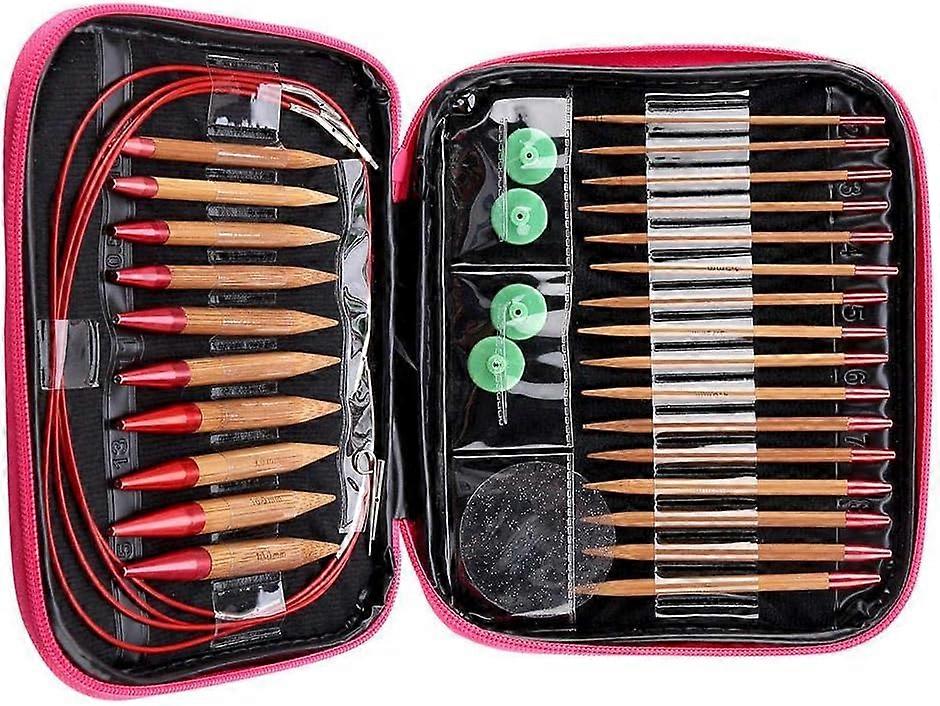 Circular Knitting Needles Ring Set Aluminum Interchangeable Carbonized Bamboo Needles Set