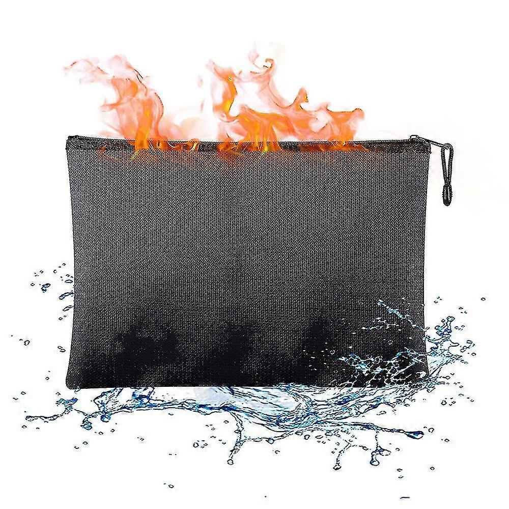 Fireproof Document Bag With Pockets Zippers,24*34cm Water Resistant