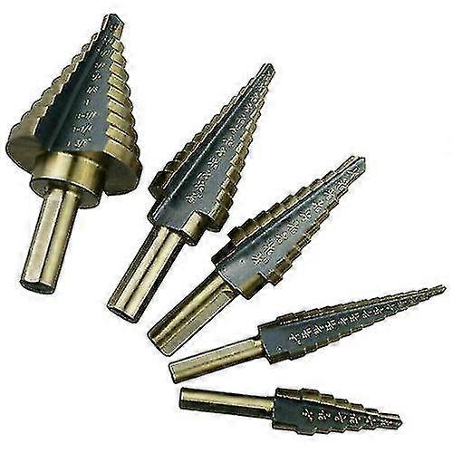 5-pack Titanium Cone Step Drill Bit Set