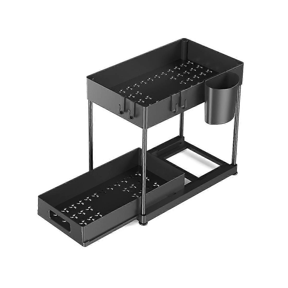 Kitchen Organizer Table Top Double-Layer Pull-Out Shelf Cabinet Pull-Out Sink Rack