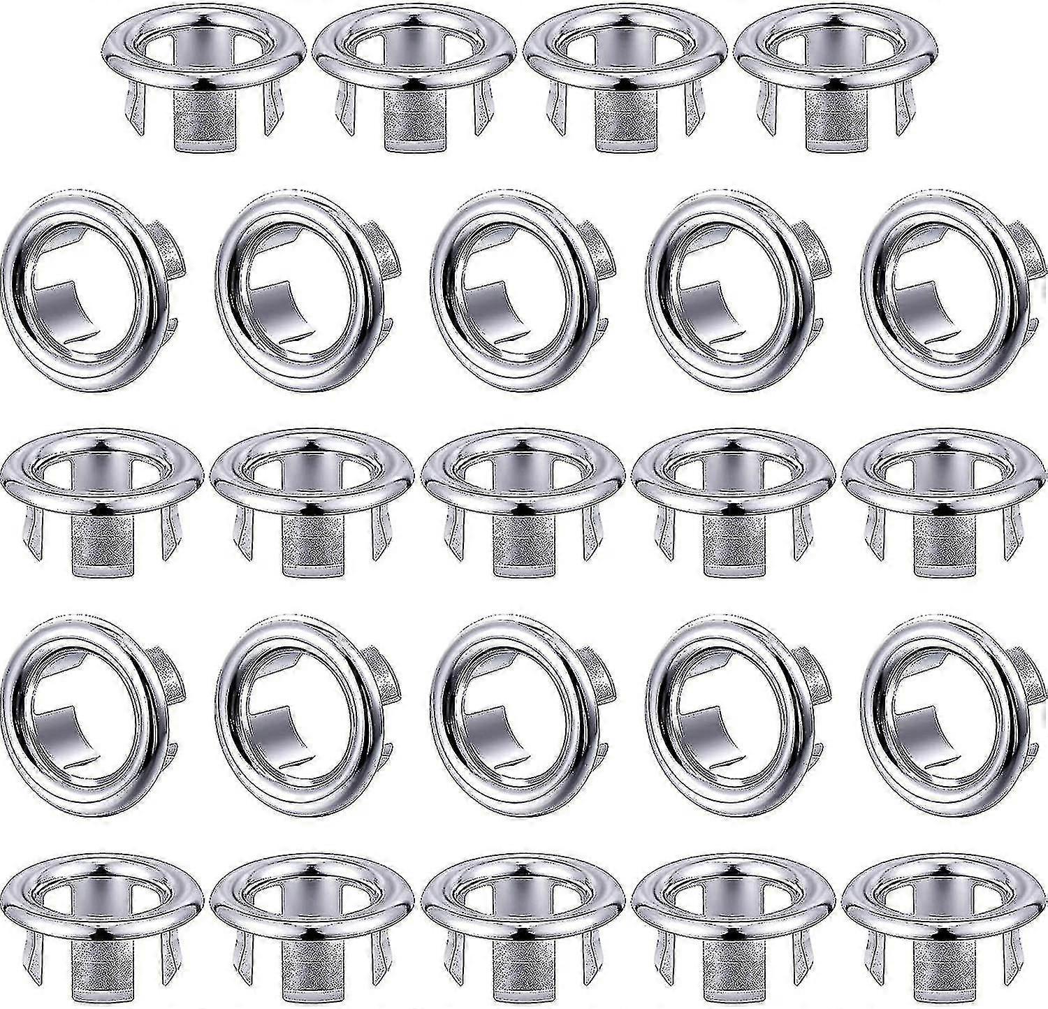 24 Packs Sink Overflow Ring Cover Bathroom Sink Hole Trim Overflow Cover Round