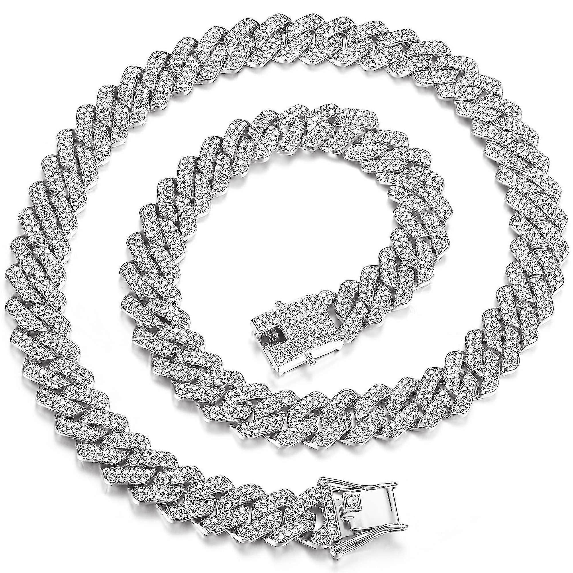 Cuban Links Chain For Men 13mm Necklace Gold Silver Plated Necklaces Chain Diamond