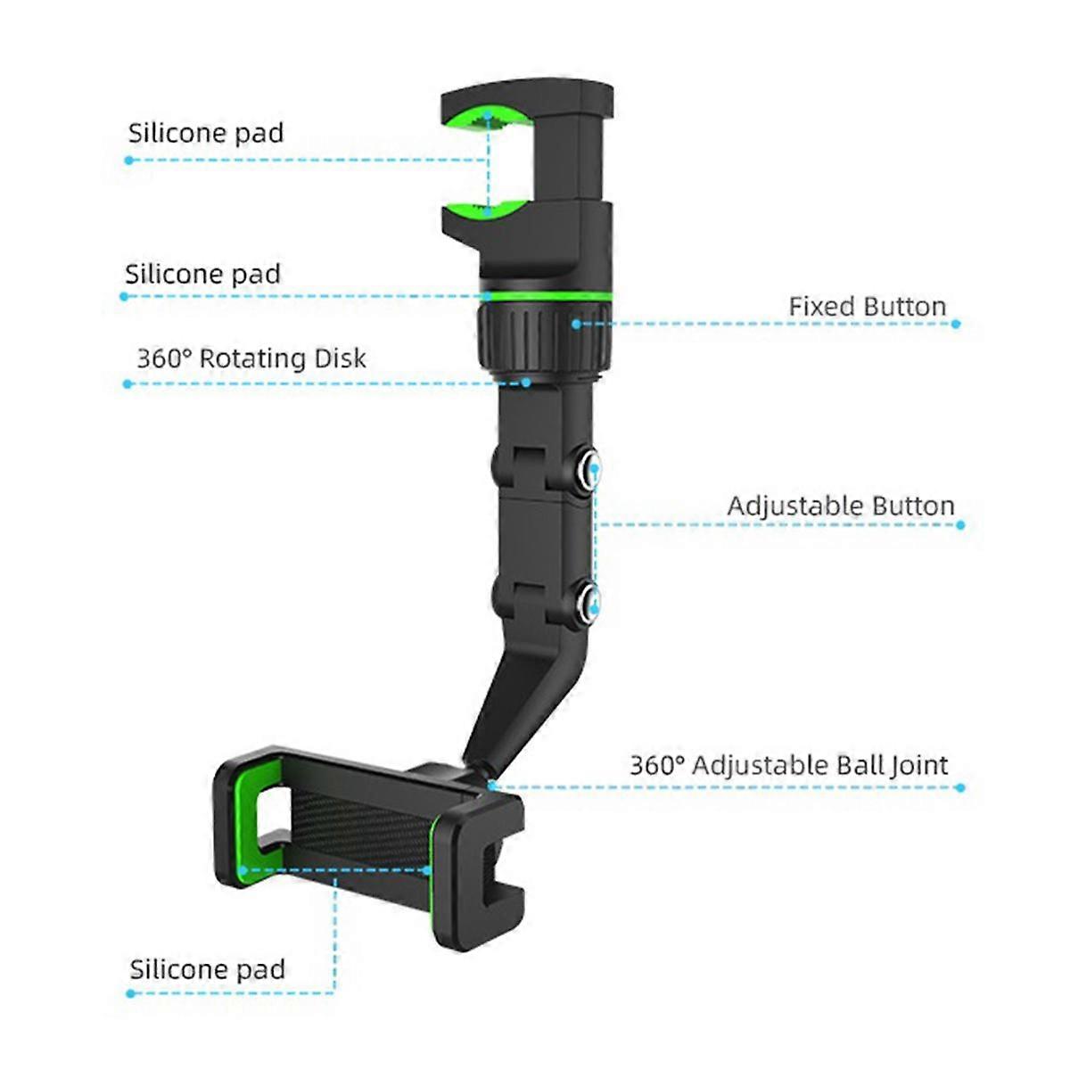 2Pcs Rotating Handle Cell Phone Holder Car Mobile Phone Holder Desktop Holder Rearview Mirror Cell