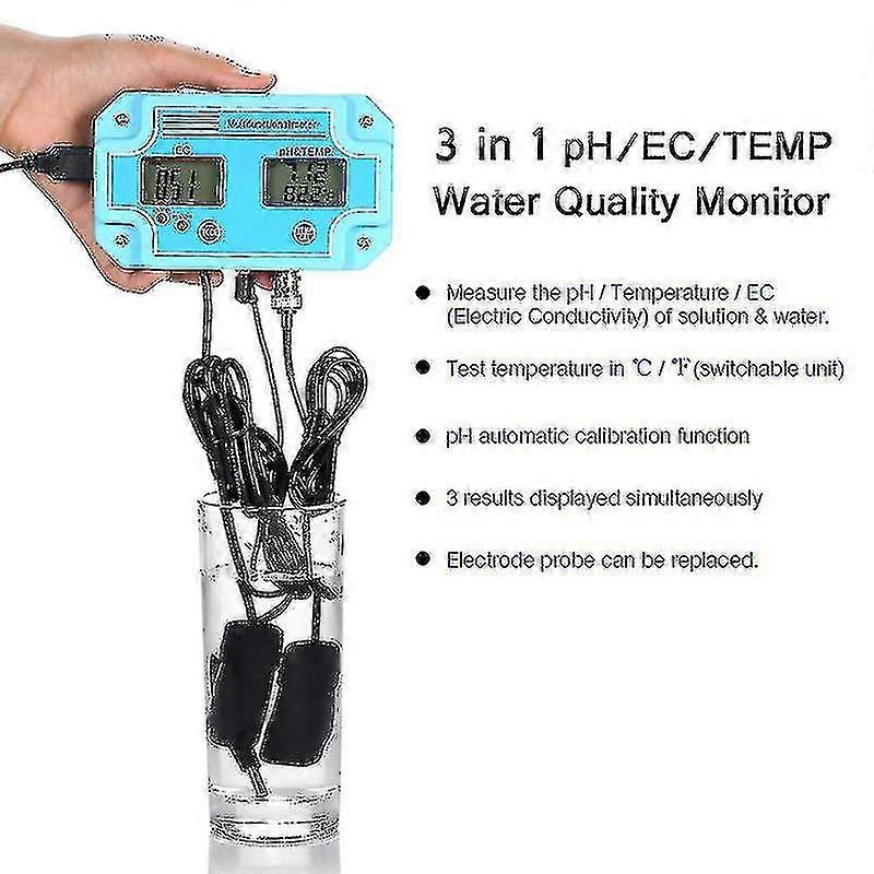 3 In 1 Ph/ec/temp Meter Detector -parameter Digital Lcd Tri-meter -funct Mon Parameter Qu