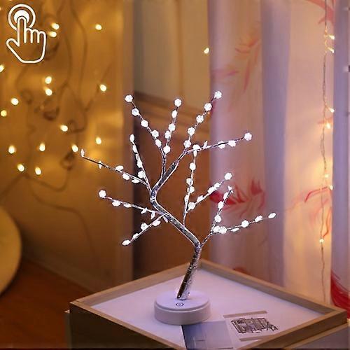 LED Snowflake Tree Copper Wire Table Lamp Creative Decoration Touch Control Night Light (White Light)