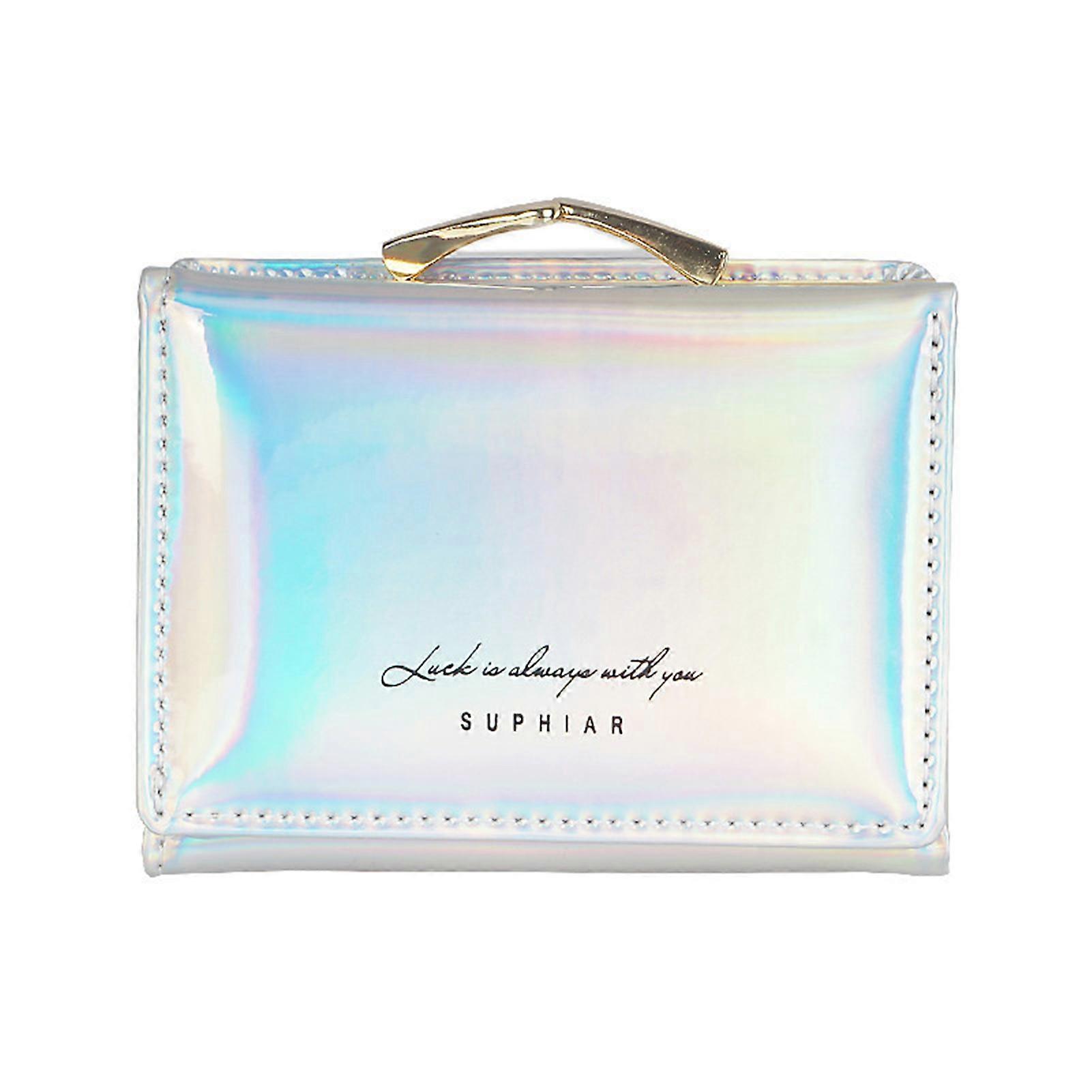 Women Mini Folding Laser Wallet Pocket Size Purse Stylish Card Bag for Shopping Travel Dating Party