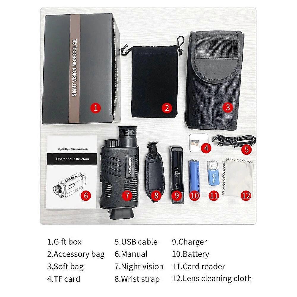 1080P赤外線ナイトビジョン単眼8倍ズームデジタルナイトビジョンゴーグル、32GBメモリカード付き