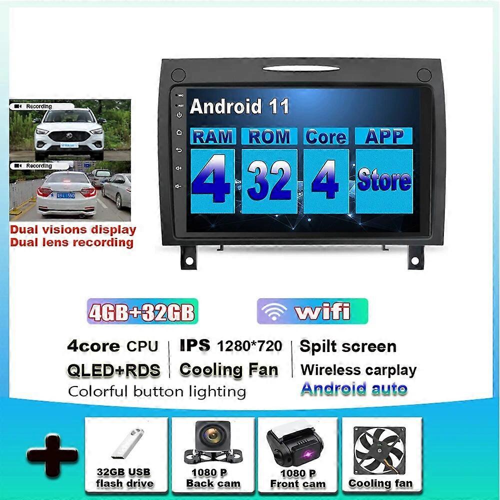 Redkid Android 11 DSP IPS carplay pour Mercedes Benz SLK Class R171 2000 - 2011 avec GPS Navigation