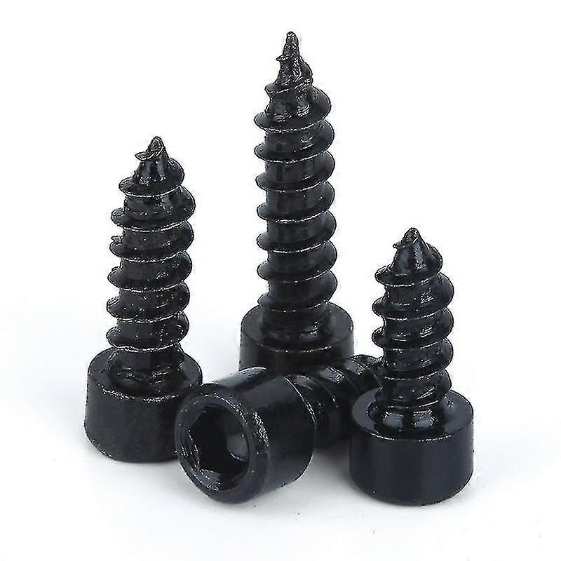 50pcs/lot Din912 M2 M2.6 M3 M3.5 M4 Black Hex Socket Cap Self Tapping Screw