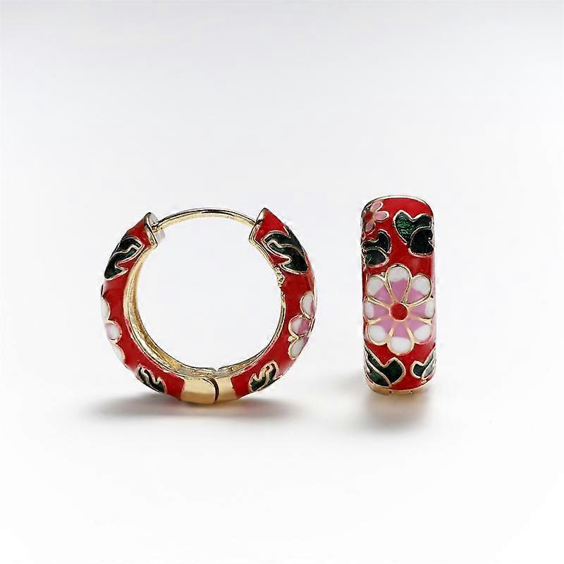 Boucle d’oreille rétro 2022 Nouvelle boucles d’oreilles Bohemian Metal Dangle Simple Colorful Zircon Enamel