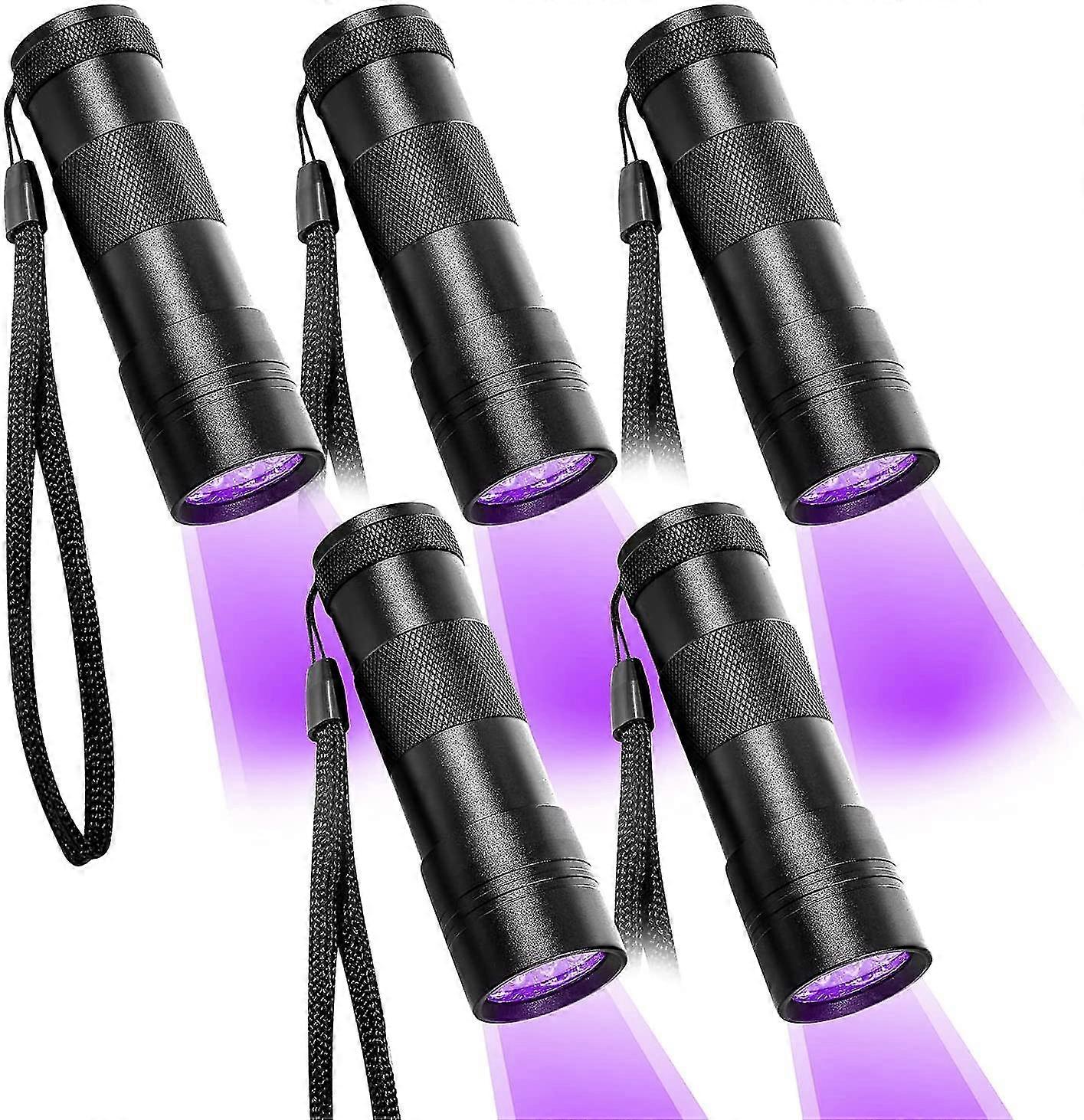 Uv Torch Black Light Pack Of 5 Uv Lamp With 12 Leds 395 Nm Pet Urine Detector Uv Hand Lamp For Dried Urine Stains Of Dogs And Cats