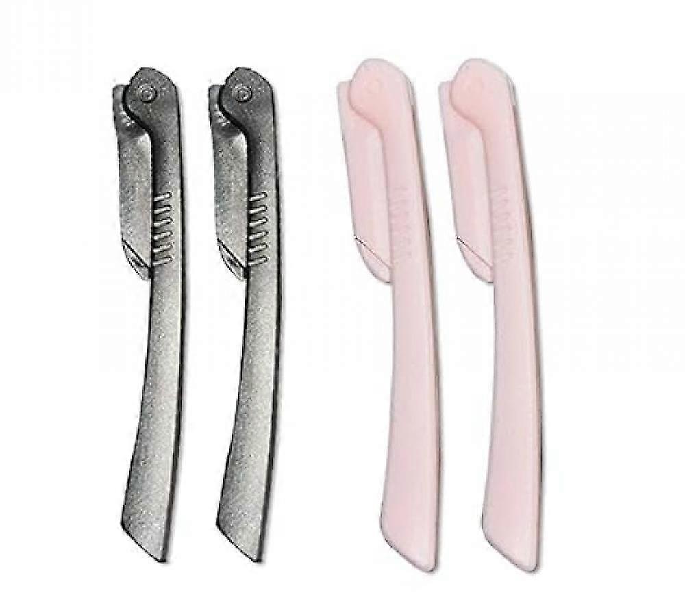 4 PCS Stainless Steel Black Macro Mesh Folding Eyebrow Shaping Knife Eyebrow Shaving Knife for Eyebrow Shaving Razor1.5*14.2CM black pink