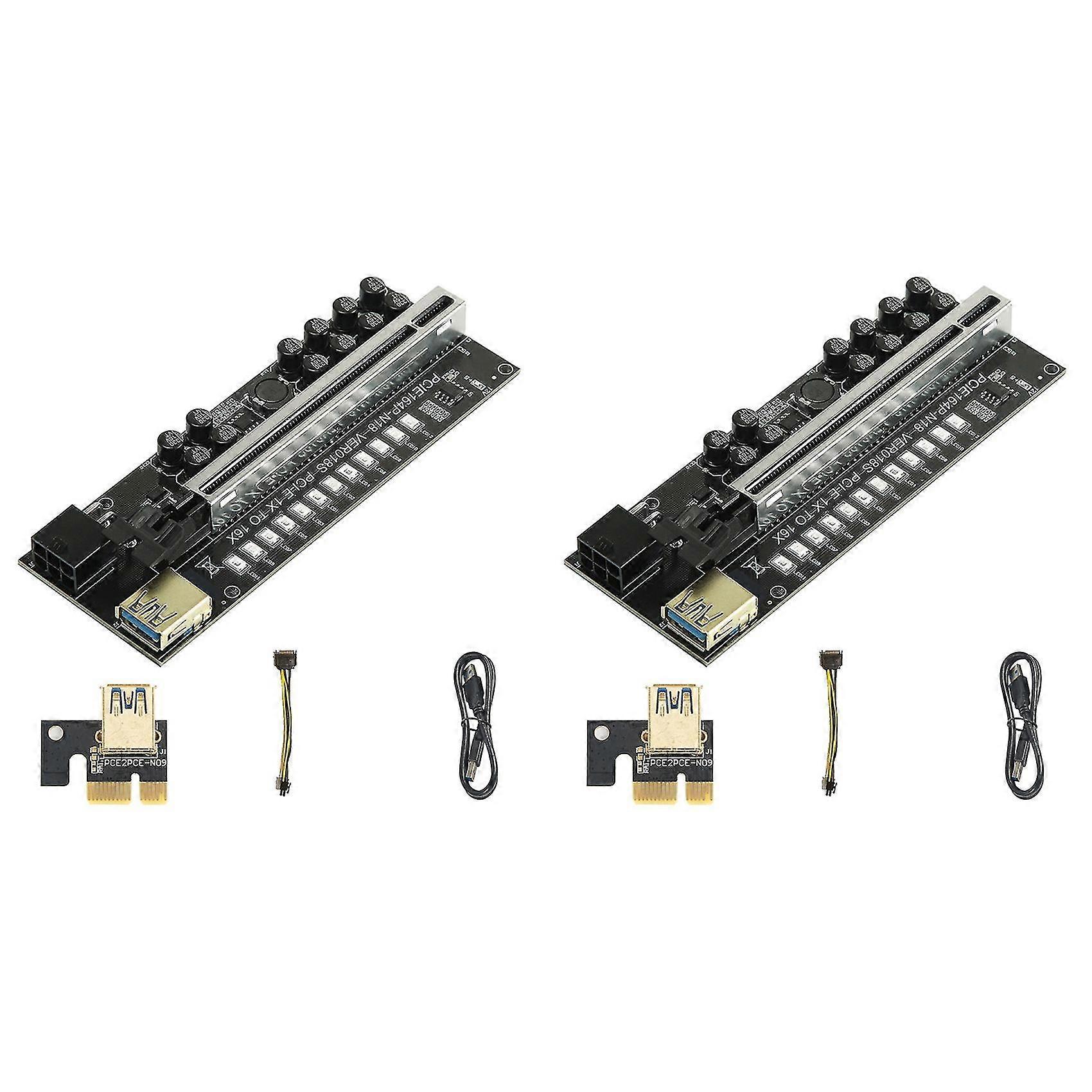 2 Pcs Ver018s Pcie Riser Card Pcie 1x To 16x Extender Riser Card Usb 3.0 Graphics Card Extension Cab