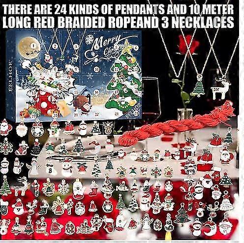 تقويم عيد الميلاد 2022 الفتيات ، العد التنازلي التقويم سوار قلادة مجوهرات صنع كيت هدية عيد الميلاد