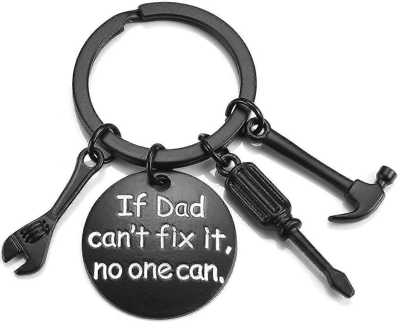 Dad Birthday Gifts From Daughter Son Fathers Day Gifts Black Dad Keychain Key Rings If Dad Cant Fix It, No One Can Repair Tools Charms