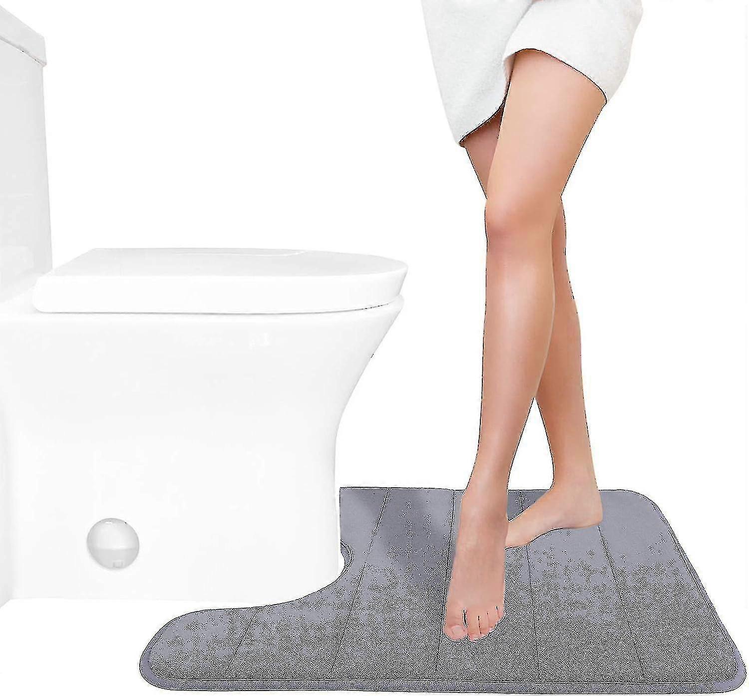 Memory Foam Toilet Bath Mat U-Shaped, Commode Contour Rug, Soft and Comfortable, Super Water Absorption, Non-Slip, Thick