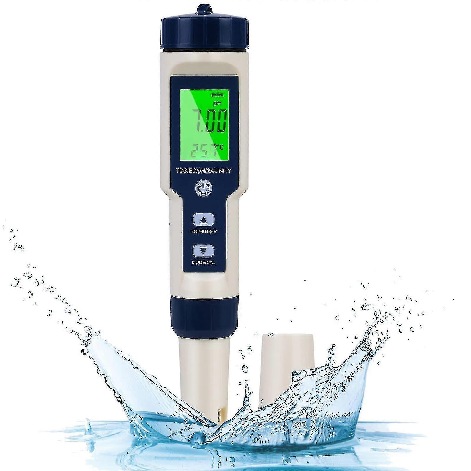 Ph Meter, 5-in-1 Ph / Tds / Ec Temperature Tester With Backlight, 0 -14 Ph Measuring Range 0.1 Ph Accuracy, Ph Value Meter Pool Drinking Water Swimmin