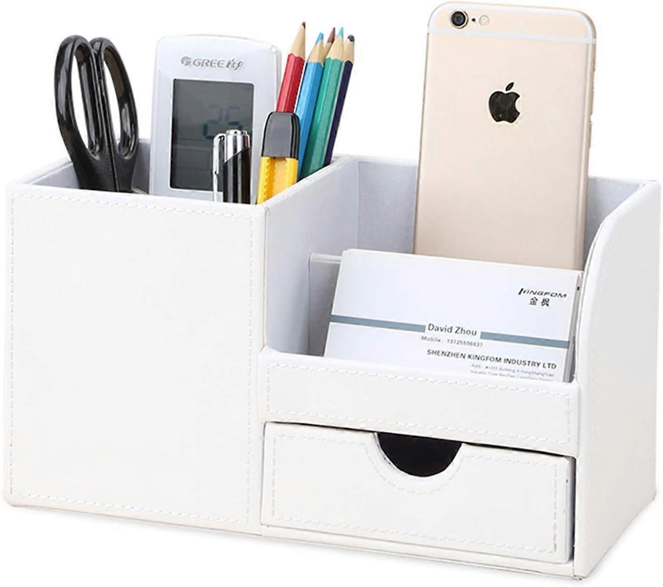 4 Multi-functional Compartments Desktop Organizer (White)