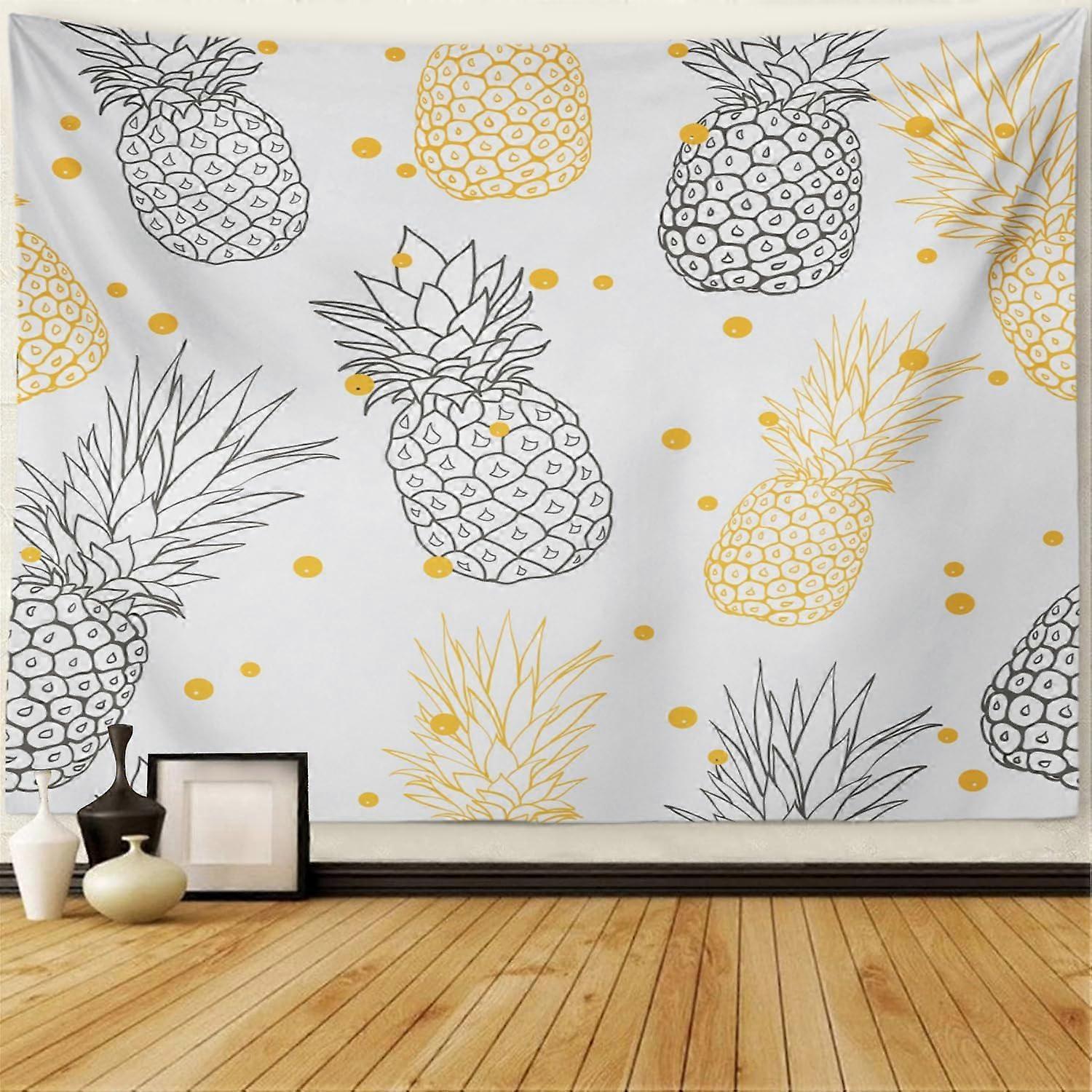 نسيج حائط ذهبي أصفر رمادي أناناس منقط صيف استوائي سلس نسيج كبير للحفلات حائط معلق ديكور الجدار نسيج لغرفة النوم المعيشة R