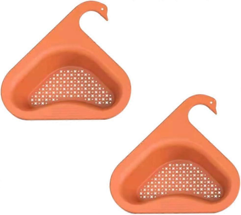 Triangle Pair Drain Kitchen Colander Corner Rack Colander Orange 2 Pieces