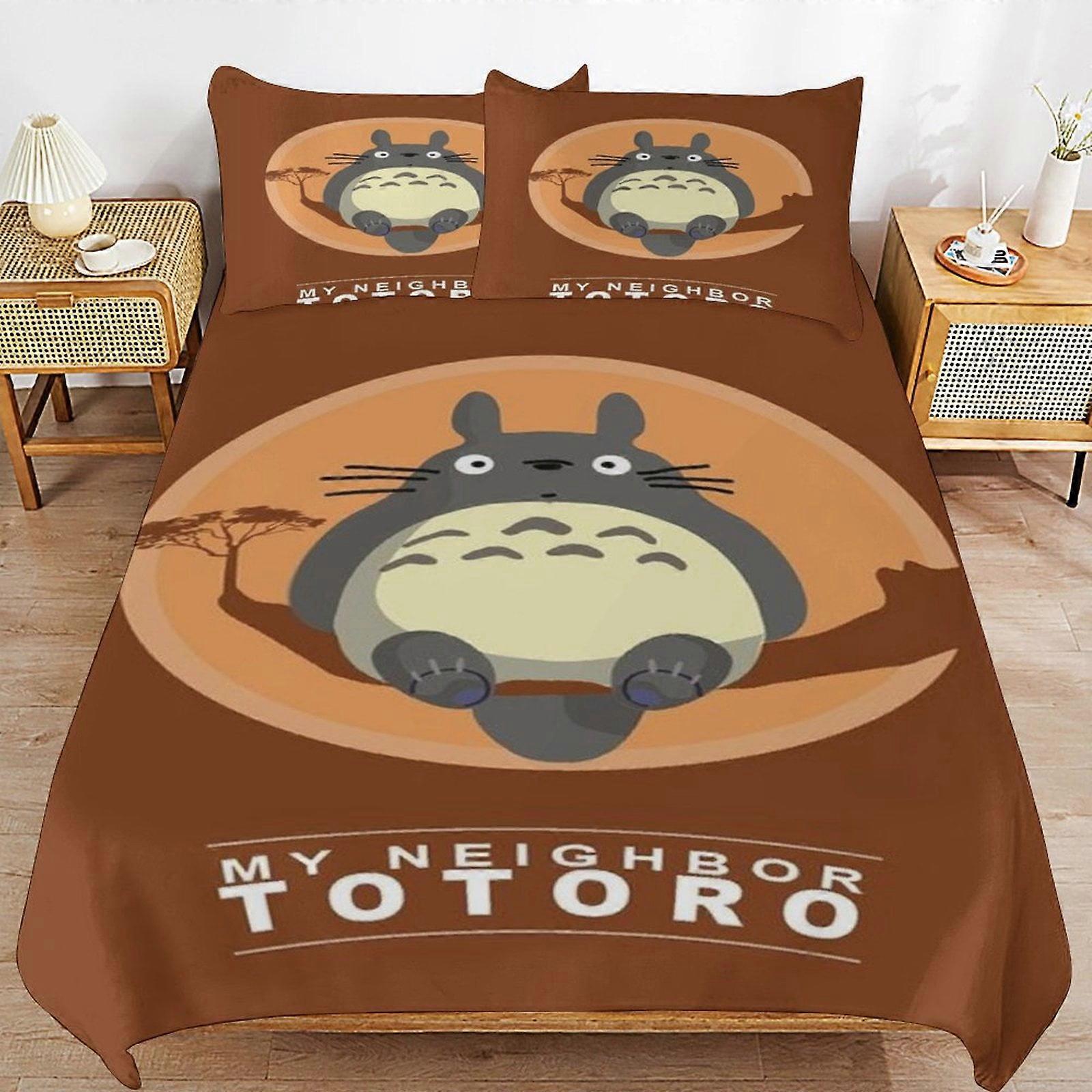 komplet pościeli CA79 My Neighbor Totoro Bed Poszwa na kołdrę Zestawy pościeli z mikrofibry Drukowane w 3D lekkie 3-częściowe zestawy kołder, 1 poszewka na kołdrę i 2 poduszki