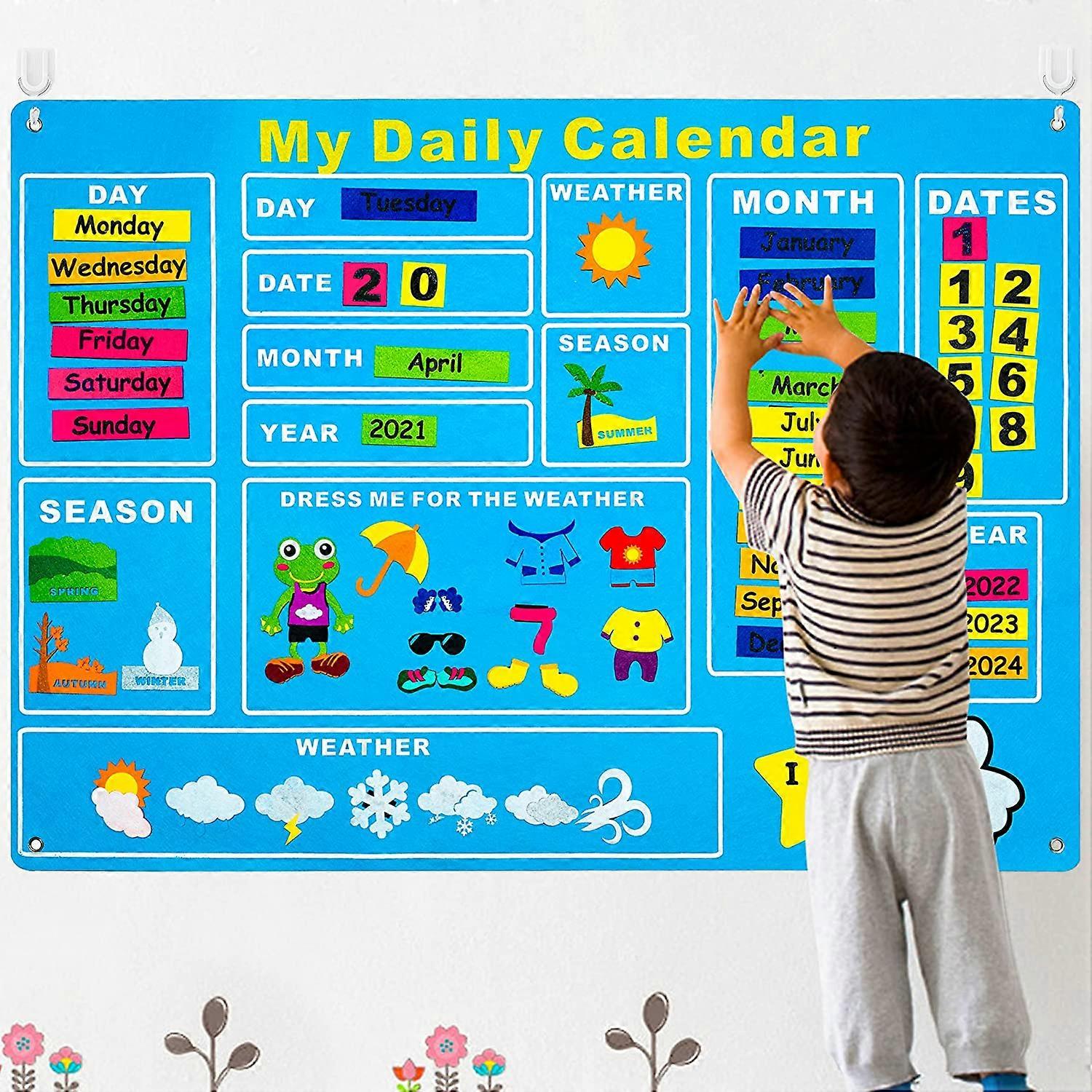 My First Daily Calendar Time Weather Season Chart for Toddlers Early Learning Wall Play Kit For Kid's Preschool Classroom