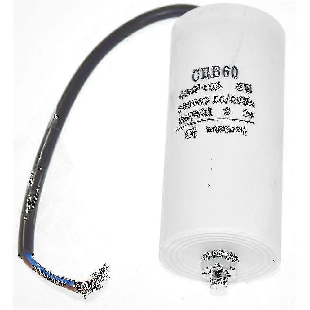Motor Capacitor, 450v Cbb60 40uf 50 / 60hz Motor Running Capacitor, 50/60 Hz For Universal 40uf Capacitor With 22cm Cable Connectors Tangrui