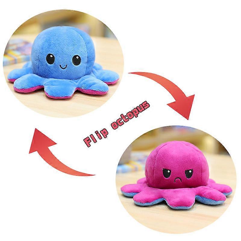 Whimsical Double-Faced Octopus Plush Toy - 17-160cm Diameter, Flip for Happy and Angry Expressions, Headrest Pillow, Ideal Kids' and Holiday Gift