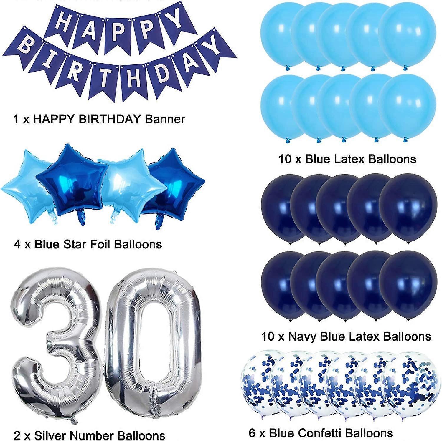 Palloncini per 80° compleanno, decorazione da uomo, colore blu, Happy Birthday, 80° compleanno, decorazione per 80° compleanno, decorazione da uomo, 80