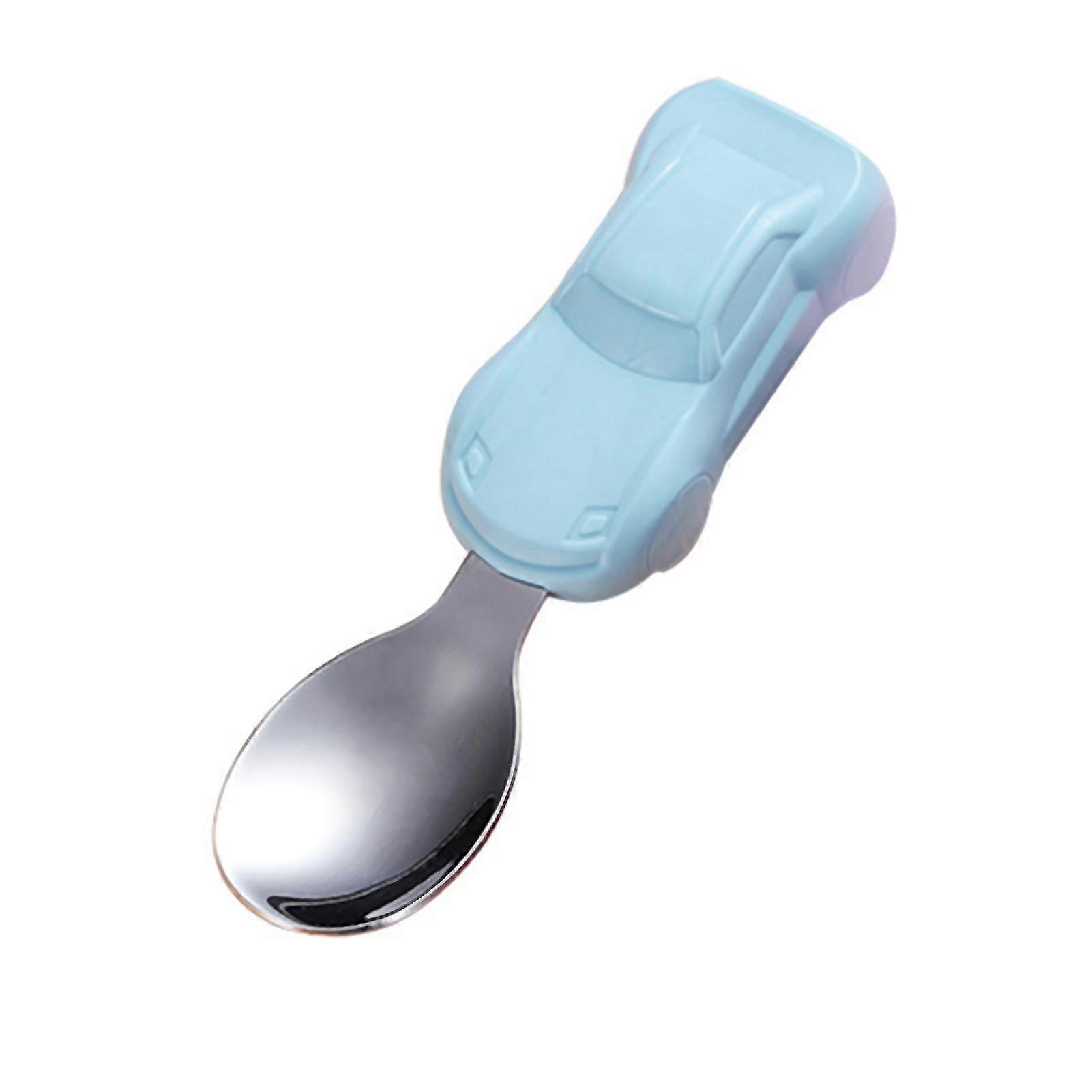 Stainless Steel Short Car Eat Training Fork Tableware1pcs-Blue