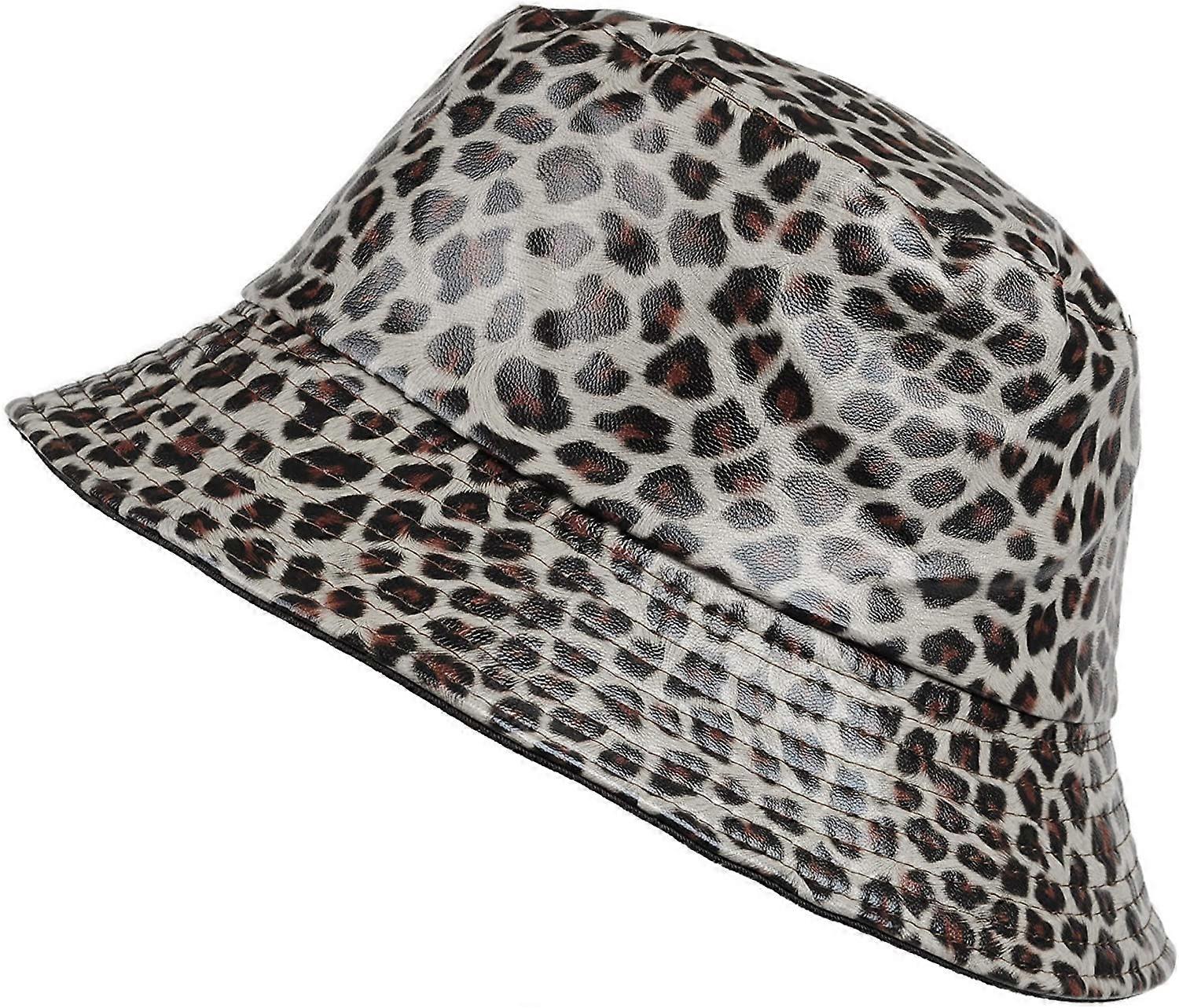 Rain hat, matte waxed, waterproof. Leopard or plain or upholstered gray interior