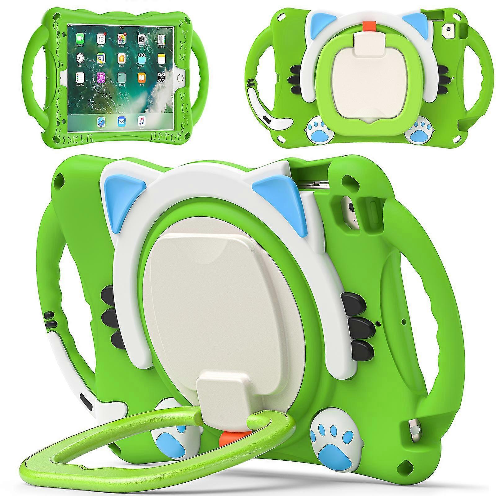 Kid-friendly Mini Ipad 1/2/4/5 Case With Large Ring Holder, Two Portable Handles, Shock-proof, Camera Case