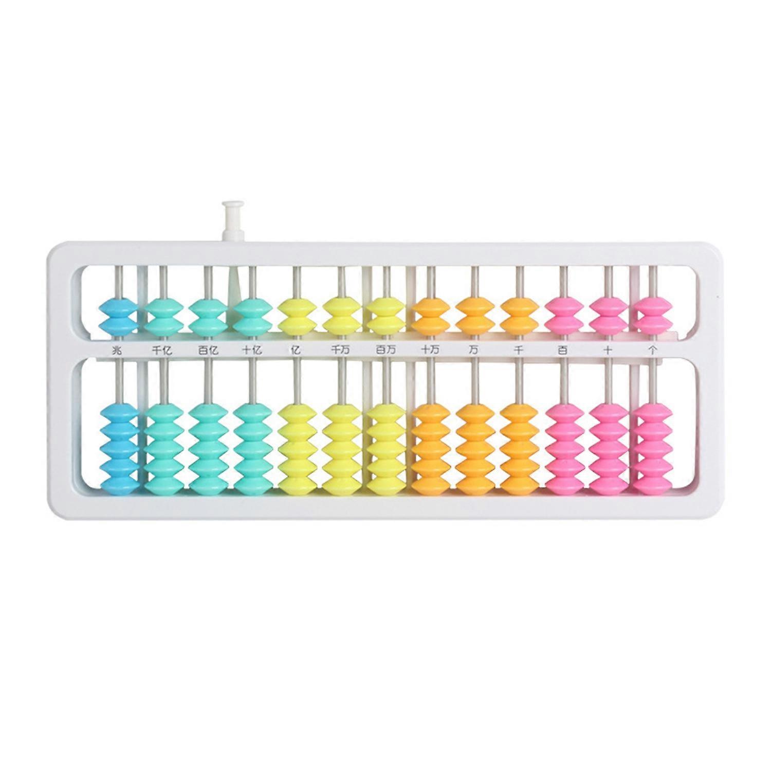 Kids Abacus Toy with Reset Button 13 Columns Preschool Math Counting Learning Toy Multi-Color Beads