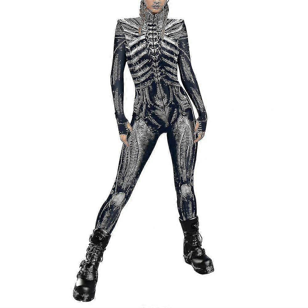 Halloween Roboter Langarm Jumpsuit Maskerade Party Kostüm Costume_y
