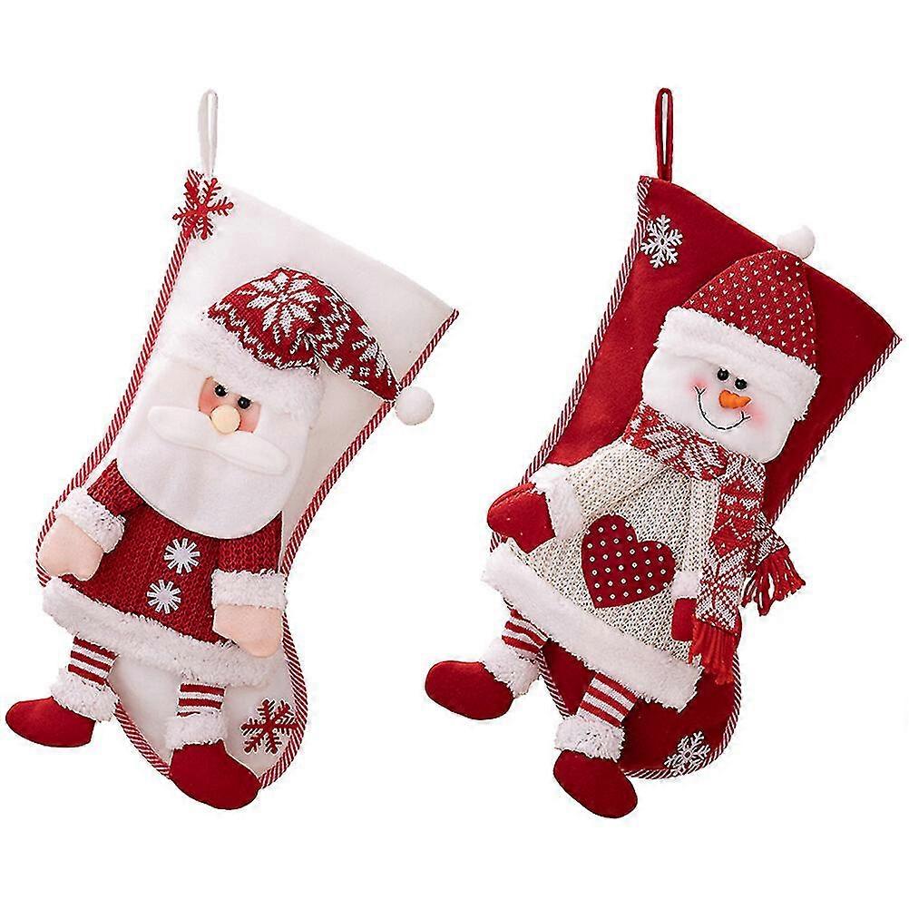 2 stuks Kerstman Kouskousen Sneeuwpop Kousen Kerstkousen Snoep Opslag Sok