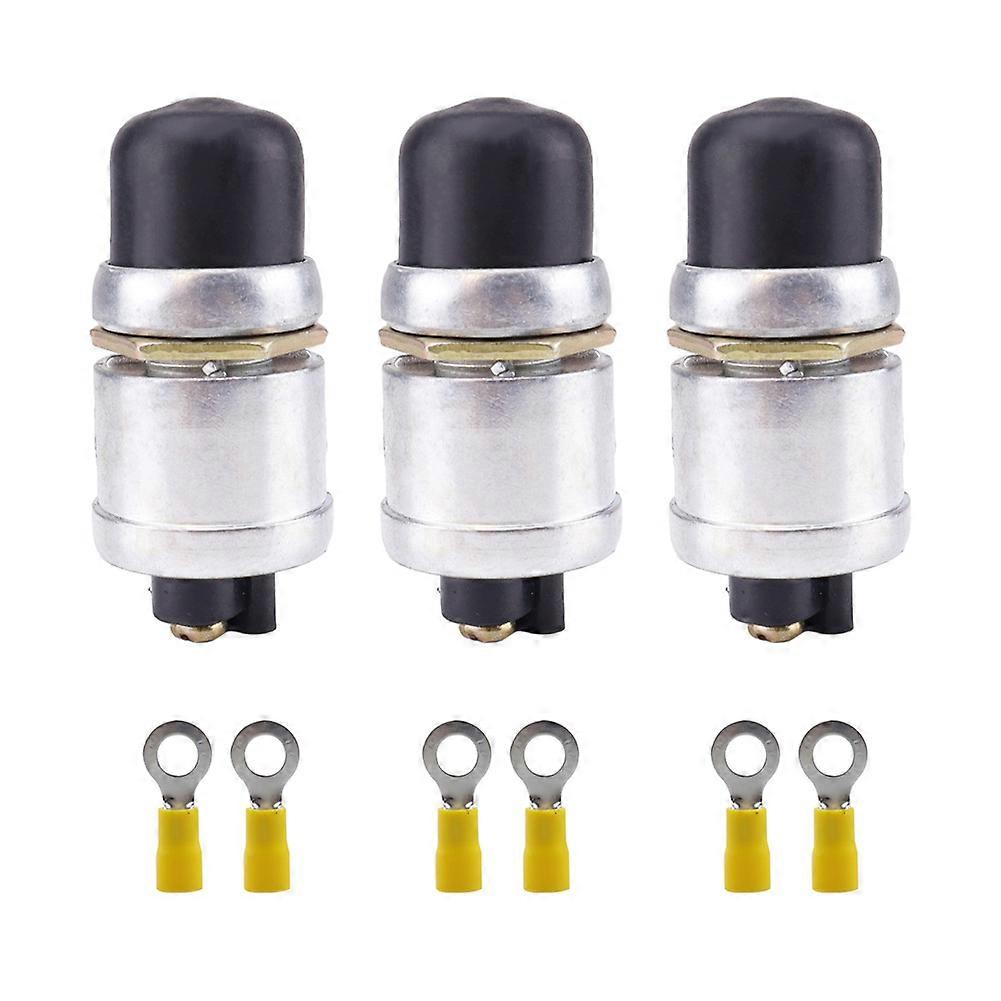3pcs 12V Battery Hold Down Clamp 50A Push Start Button Switch Auto Boats Momentary Push Button Switch With Cap Waterproof Engine Starter Ignition Swit