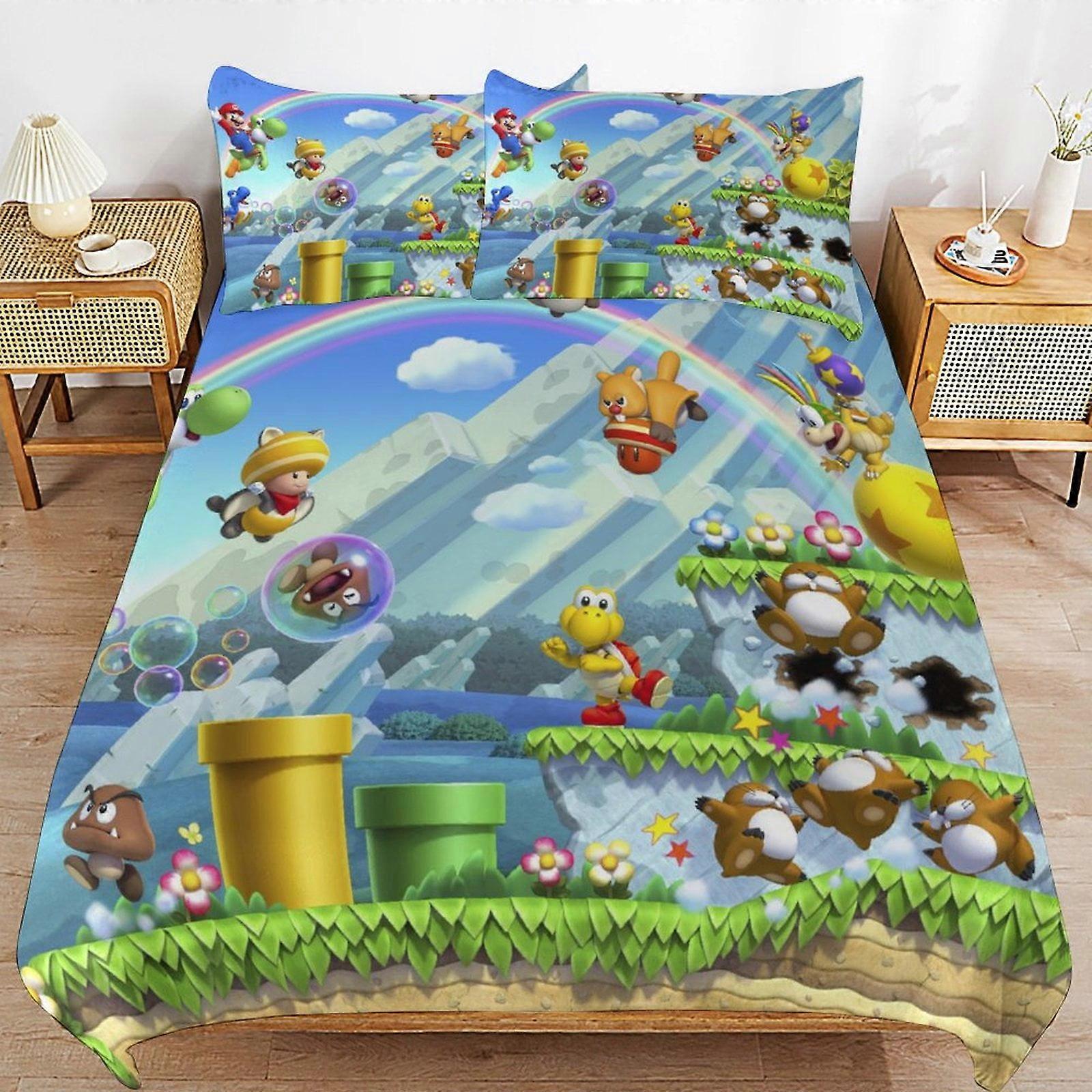 Bedding set JP209 Super Mario 3-Piece Comforter,Super Mario Bedding Set, Soft Microfiber Duvet Cover Set with Zipper Closure TH209