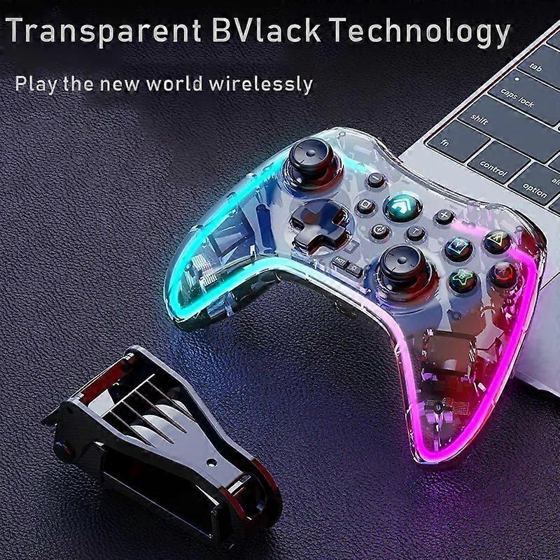 Transparent Wireless Game Handle Gamepad Wireless Bluetooth Game Controller Colorful Light Crystal Gamepad for Switch Android PC