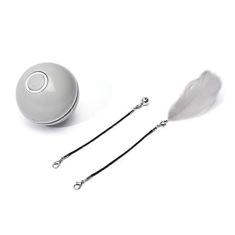 for Smart Interactive for Cat Toy LED Automatic Electric Rotating Movement Ball with Bell Feather Kitty Toys USB Rechargeable