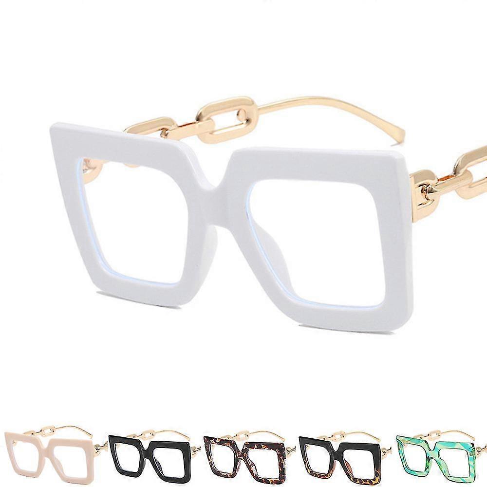 2023 New Arrival Men's Personality Chain Leg Glasses Frame Fashion Large Frame Square Flat Light Mirror Trend Anti-blue Light Glasses
