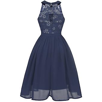 Kaxidy Women's Elegant Sleeveless Wedding Bridesmaid Dress Navy Blue