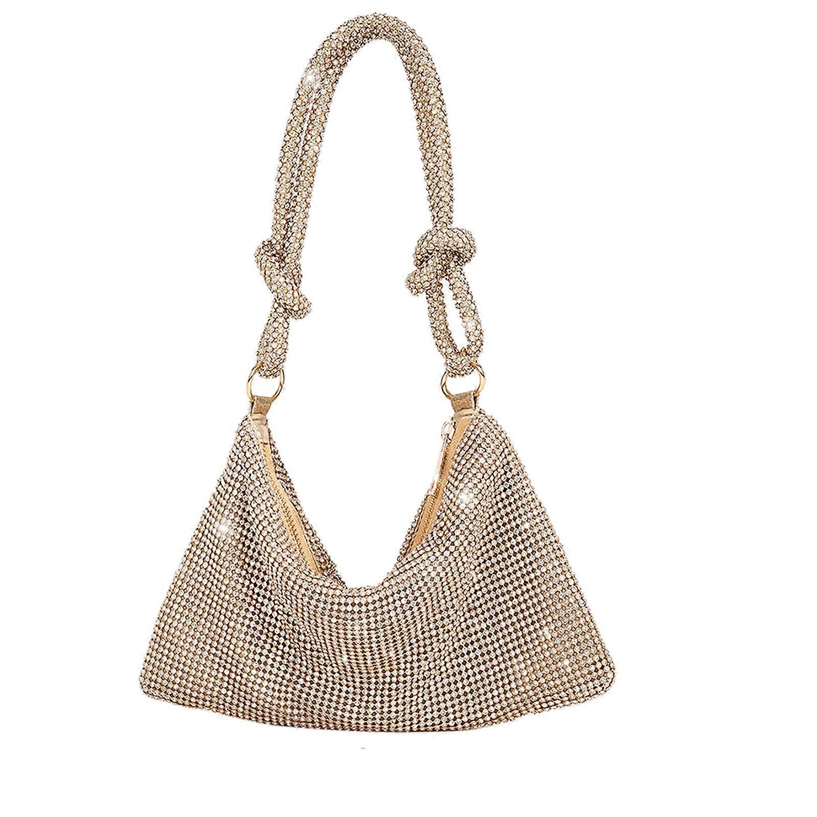 Sparkly Evening Handbag Perfect For Going Out Polyester Golden Diamond