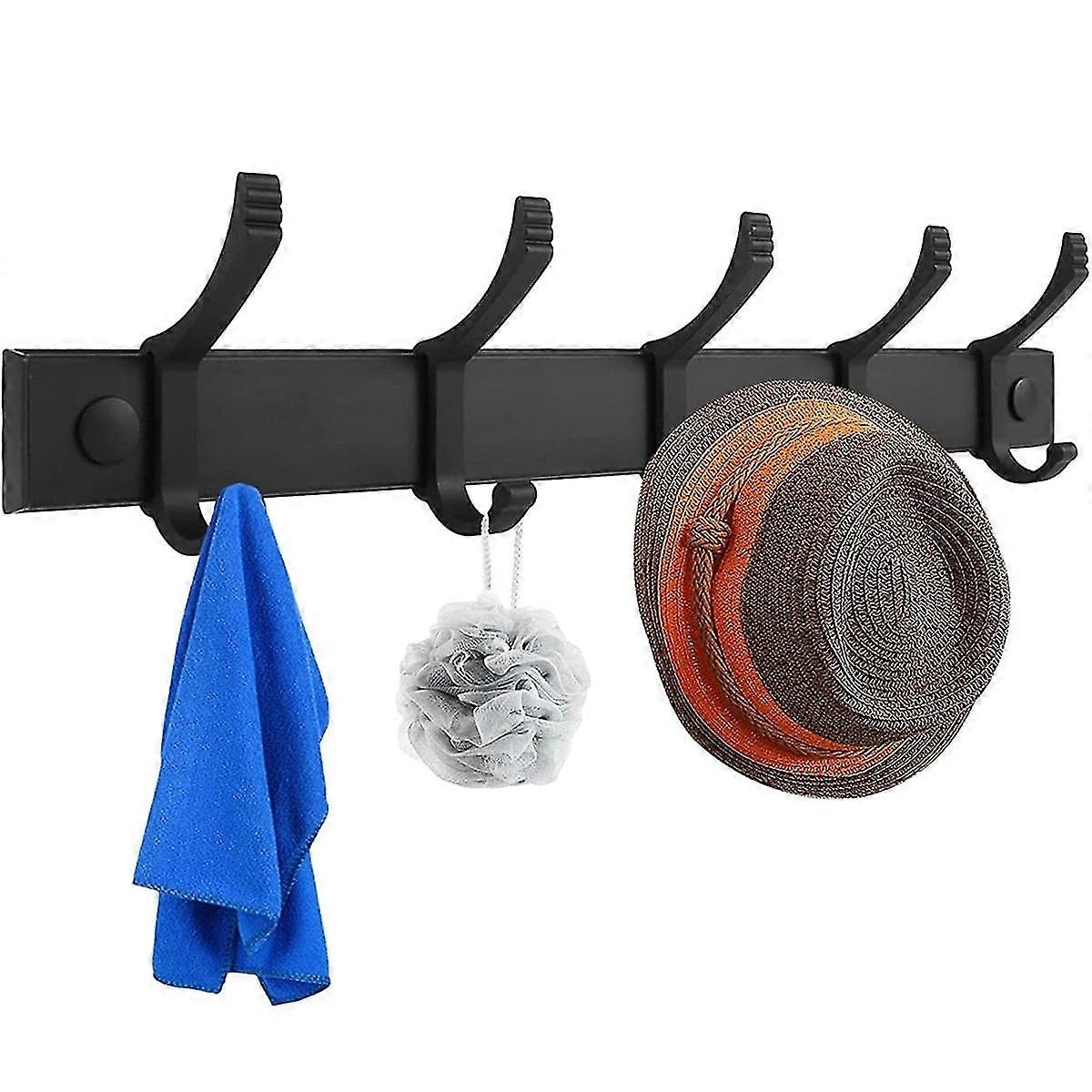 Coat Rack Wall Mount - Adhesive Black Coat Hooks Organizer