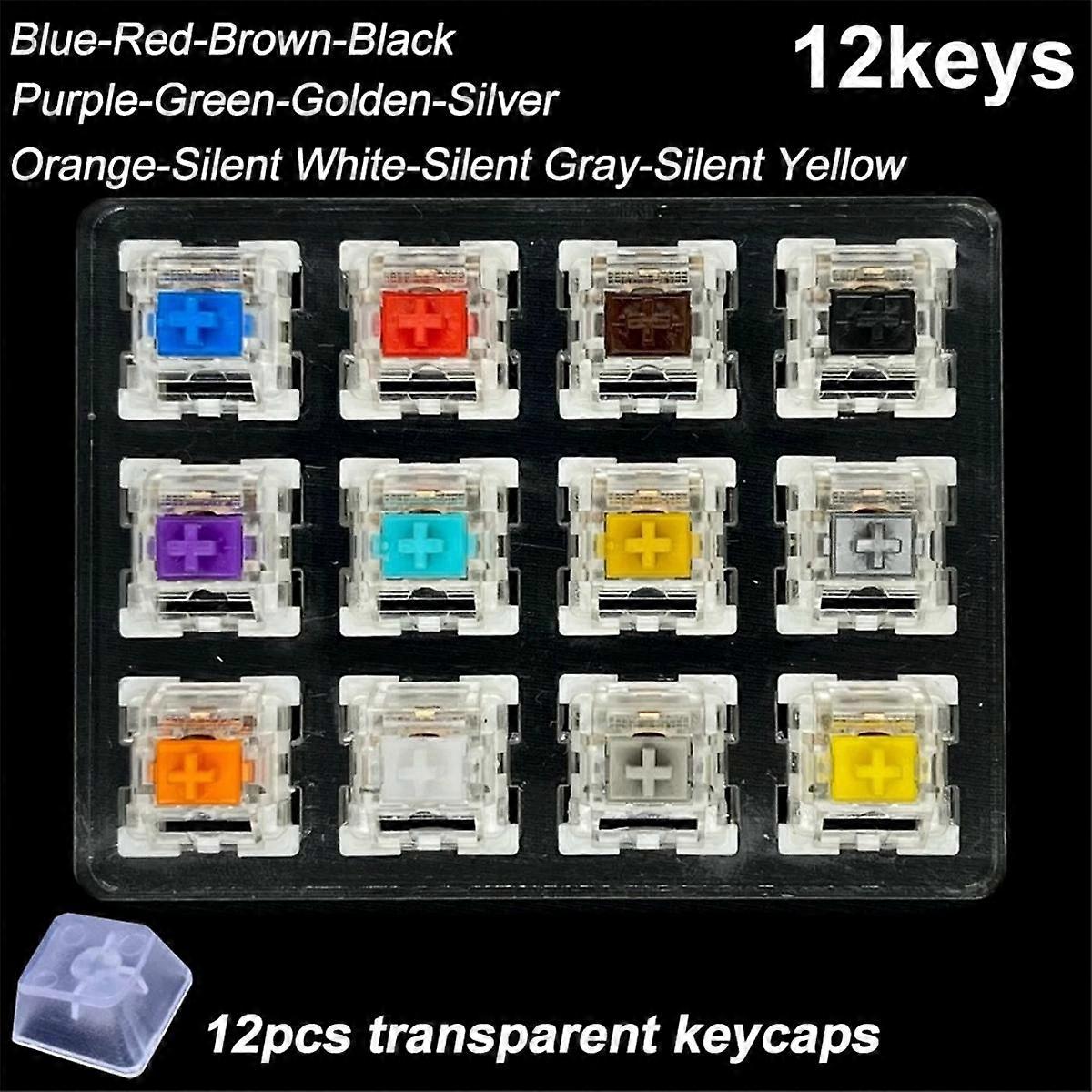 12 Key Switches Tester for Outemu for Mechanical Keyboard Gaming Switch Blue Linear Clicky Slient Silver White SMD Axis