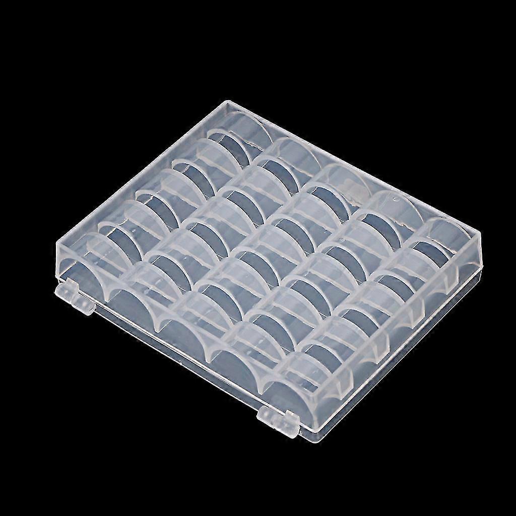 25 Spools Empty Bobbins Sewing Machine Bobbin Case Organizer Storage Box New