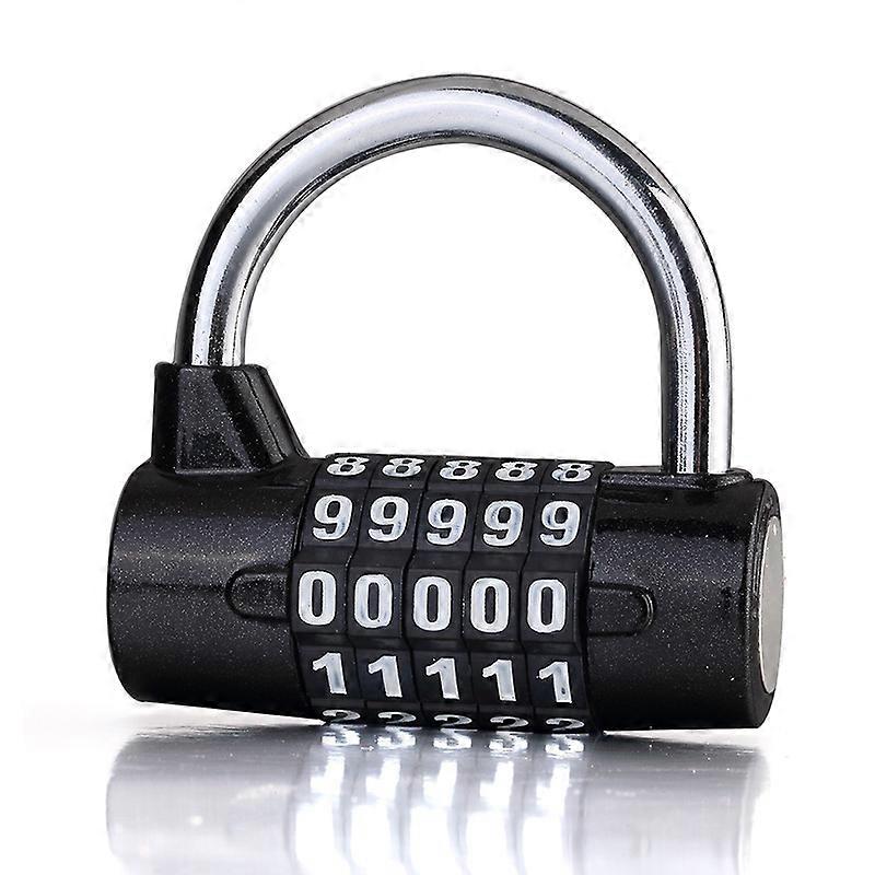 Black 5-Digit Combination Padlock, Resettable for School, Toolbox, Cabinet, etc.